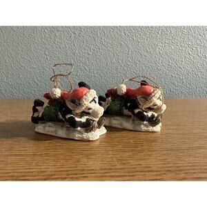 Cowtown ‘Downhill Dare De Bull’-1993 Christmas Tree Hanging Ornament- Set Of 2